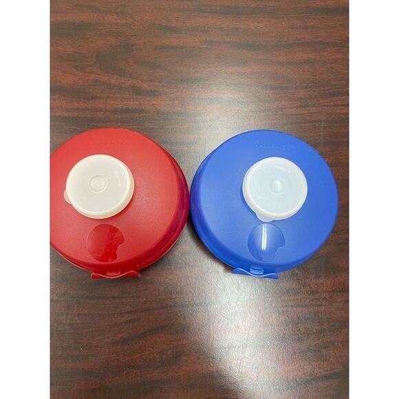 Two Tupperware Round Container with Dressing Holder - Picture 1 of 4